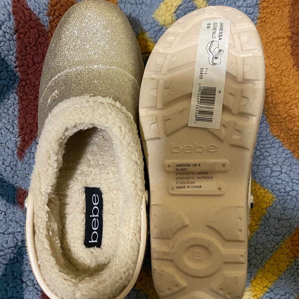 NEW Bebe Gold Glitter FUAX Shoes